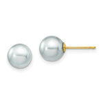 Load image into Gallery viewer, 14K Yellow Gold 7-8mm Round Grey Saltwater Akoya Cultured Pearl Stud Earrings
