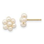 Load image into Gallery viewer, 14K Yellow Gold Small Egg White Freshwater Cultured Pearl Flower Earrings
