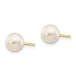 Load image into Gallery viewer, 14K Yellow Gold 6-7mm Round White Saltwater Akoya Cultured Pearl Stud Earrings
