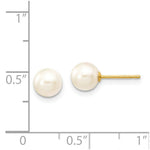 Load image into Gallery viewer, 14K Yellow Gold 6-7mm Round White Saltwater Akoya Cultured Pearl Stud Earrings
