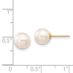 Load image into Gallery viewer, 14K Yellow Gold 7-8mm Round White Saltwater Akoya Cultured Pearl Stud Earrings
