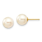 Load image into Gallery viewer, 14K Yellow Gold 8-9mm Round White Saltwater Akoya Cultured Pearl Stud Earrings
