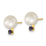 Load image into Gallery viewer, 14k Yellow Gold 7-8mm White Freshwater Cultured Pearl &amp; Sapphire Stud Ear &amp; Pendant Set
