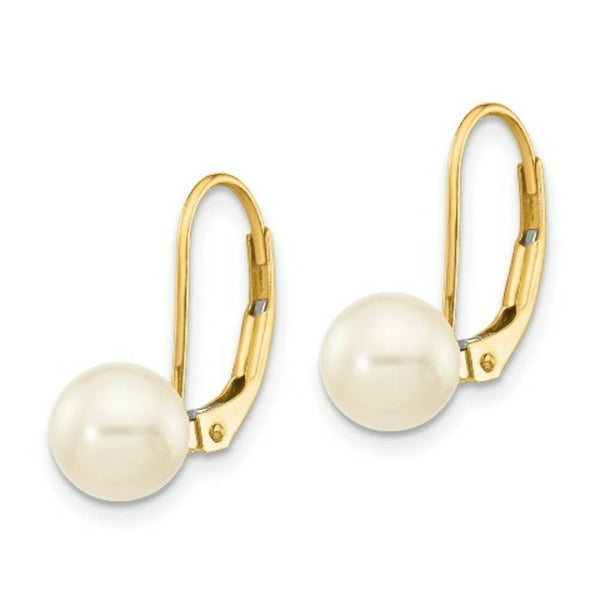 14K 6-7mm Freshwater Cultured Pearl Leverback Earrings