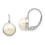 Load image into Gallery viewer, 14K White Gold 6-7mm Freshwater Cultured Button Pearl Leverback Earrings
