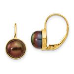 Load image into Gallery viewer, 14K Yellow Gold 6-7mm Black Freshwater Cultured Button Pearl Leverback Earrings
