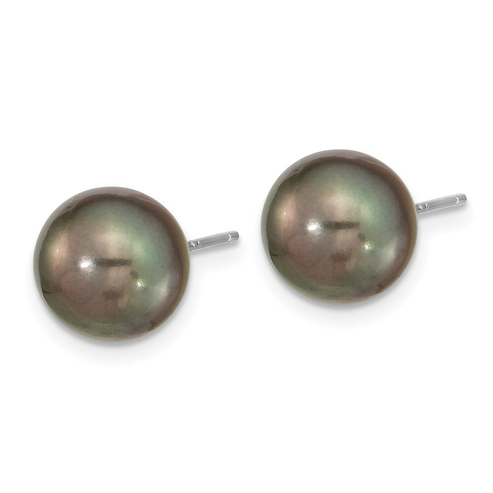 14K White Gold 9-10mm Saltwater Cultured Tahitian Pearl Earrings