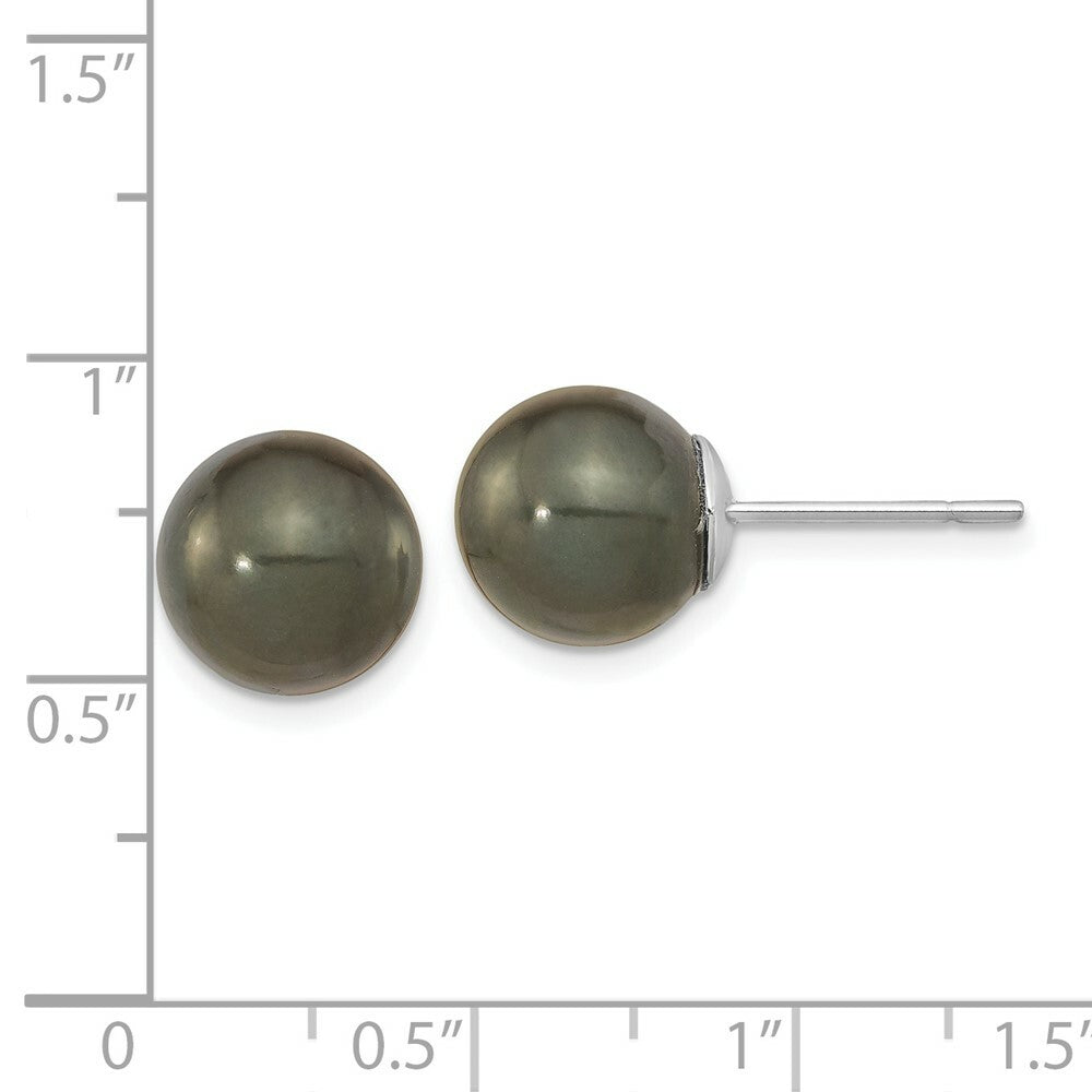 14K White Gold 10-11mm Saltwater Cultured Tahitian Pearl Earrings
