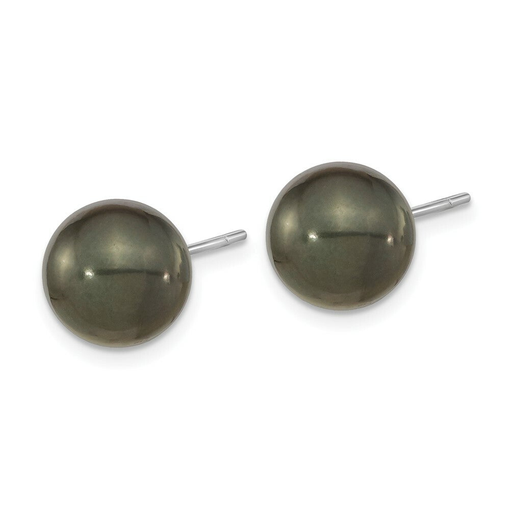 14K White Gold 10-11mm Saltwater Cultured Tahitian Pearl Earrings