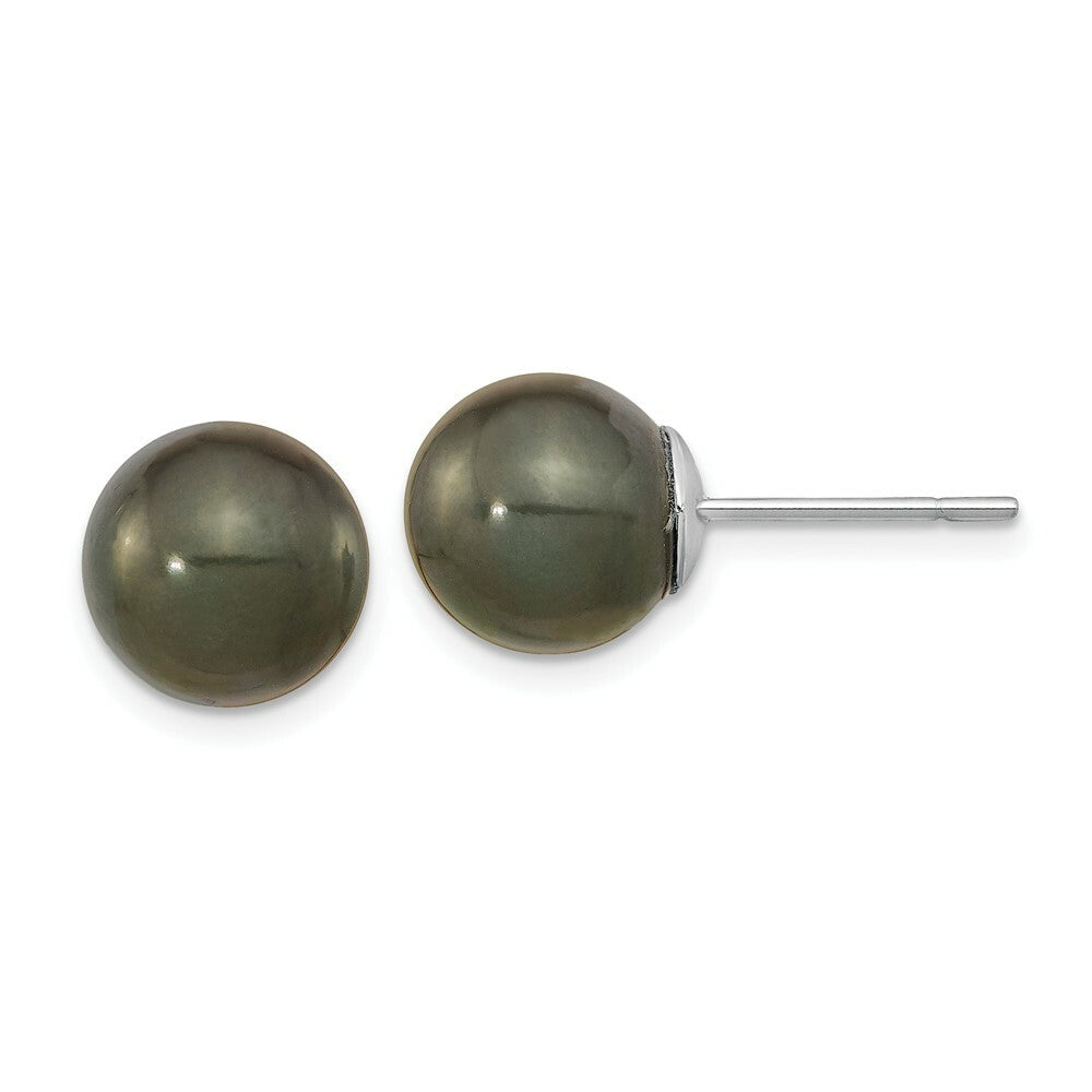 14K White Gold 10-11mm Saltwater Cultured Tahitian Pearl Earrings