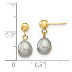 Load image into Gallery viewer, 14K Yellow Gold 6-7mm Grey Freshwater Cultured Pearl Dangle Earrings
