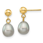 Load image into Gallery viewer, 14K Yellow Gold 6-7mm Grey Freshwater Cultured Pearl Dangle Earrings
