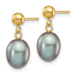 Load image into Gallery viewer, 14K Yellow Gold 7-8mm Grey Freshwater Cultured Pearl Dangle Earrings
