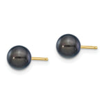 Load image into Gallery viewer, 14K Yellow Gold 6-7mm Round Black Saltwater Akoya Cultured Pearl Stud Earrings
