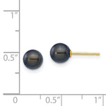 Load image into Gallery viewer, 14K Yellow Gold 6-7mm Round Black Saltwater Akoya Cultured Pearl Stud Earrings
