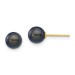 Load image into Gallery viewer, 14K Yellow Gold 6-7mm Round Black Saltwater Akoya Cultured Pearl Stud Earrings
