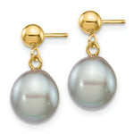 Load image into Gallery viewer, 14K 8-9mm Grey Freshwater Cultured Pearl Dangle Earrings
