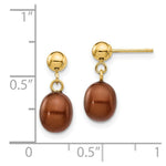 Load image into Gallery viewer, 14K 6-7mm Brown Freshwater Cultured Pearl Dangle Earrings
