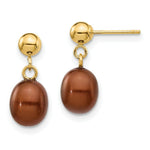Load image into Gallery viewer, 14K 6-7mm Brown Freshwater Cultured Pearl Dangle Earrings
