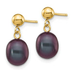 Load image into Gallery viewer, 14K 7-8mm Black Freshwater Cultured Pearl Dangle Earrings
