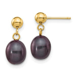 Load image into Gallery viewer, 14K 7-8mm Black Freshwater Cultured Pearl Dangle Earrings
