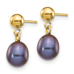 Load image into Gallery viewer, 14K 6-7mm Black Freshwater Cultured Pearl Dangle Earrings
