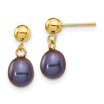 Load image into Gallery viewer, 14K 6-7mm Black Freshwater Cultured Pearl Dangle Earrings
