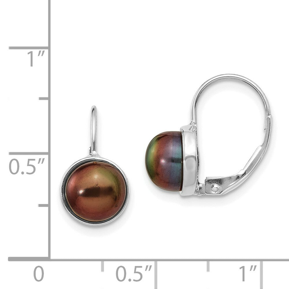 14K White Gold 6-7mm Freshwater Cultured Button Pearl Leverback Earrings