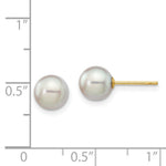 Load image into Gallery viewer, 14K Yellow Gold 6-7mm Round Grey Saltwater Akoya Cultured Pearl Stud Earrings
