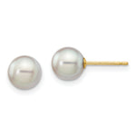 Load image into Gallery viewer, 14K Yellow Gold 6-7mm Round Grey Saltwater Akoya Cultured Pearl Stud Earrings
