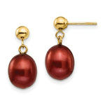 Load image into Gallery viewer, 14K 8-9mm Brown Freshwater Cultured Pearl Dangle Earrings
