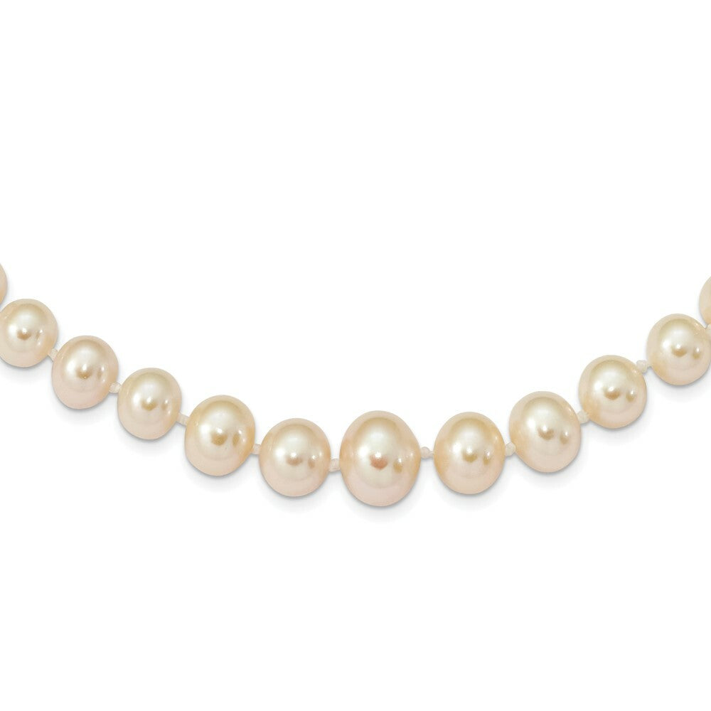 14K Yellow Gold 4-8mm Graduated White Freshwater Cultured Pearl Necklace  length: 18 inches