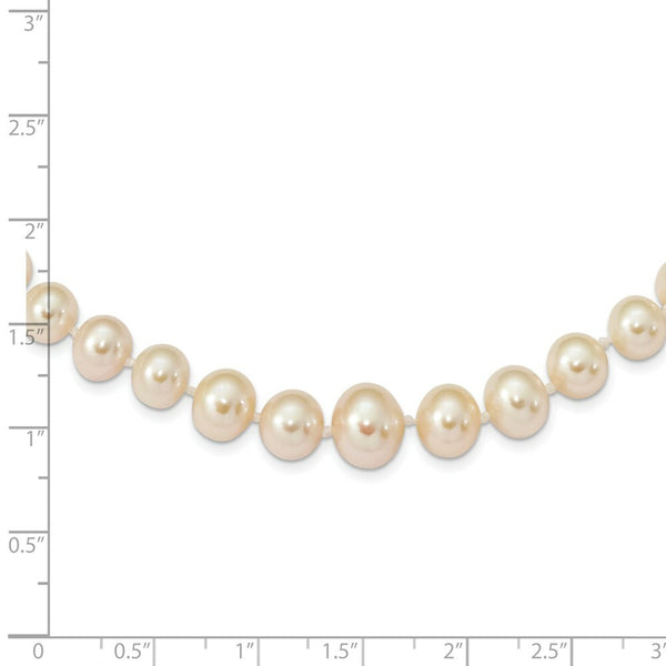 14K Yellow Gold 4-8mm Graduated White Freshwater Cultured Pearl Necklace  length: 18 inches