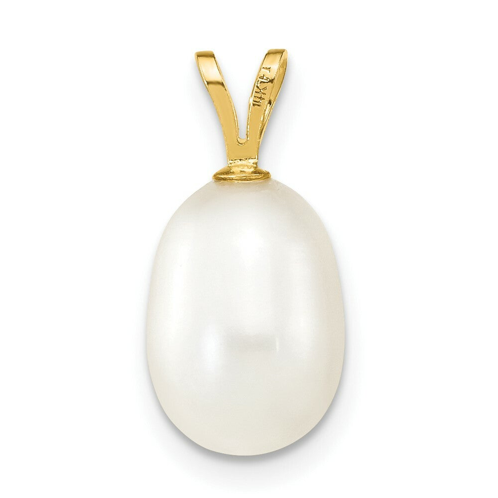 14K Yellow Gold 8-9mm Freshwater Cultured Rice Pearl Pendant