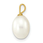 Load image into Gallery viewer, 14K Yellow Gold 7-8mm Rice Shape Freshwater Cultured Rice Pearl Pendant

