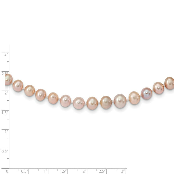 14K Yellow Gold 4-8mm Graduated Purple Freshwater Cultured Pearl Necklace  length: 18 inches