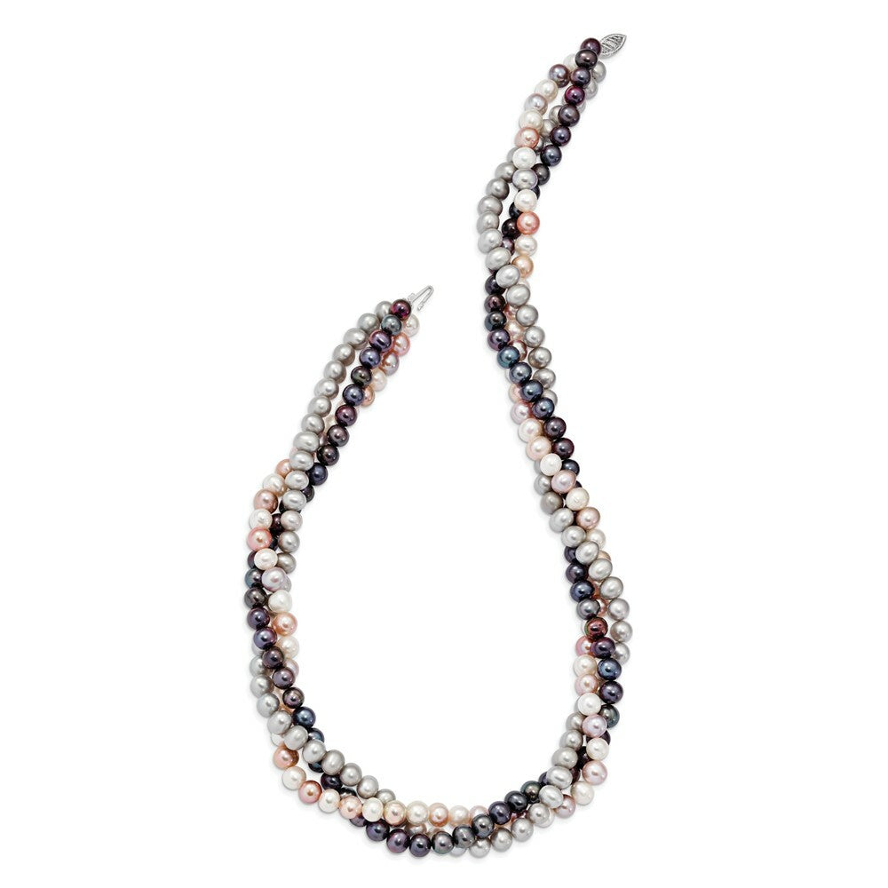 14K Yellow Gold 6-7mm Multicolor Freshwater Cultured Pearl Necklace  length: 18 inches