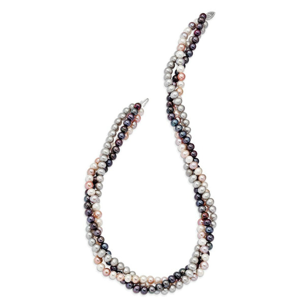 14K Yellow Gold 6-7mm Multicolor Freshwater Cultured Pearl Necklace  length: 18 inches