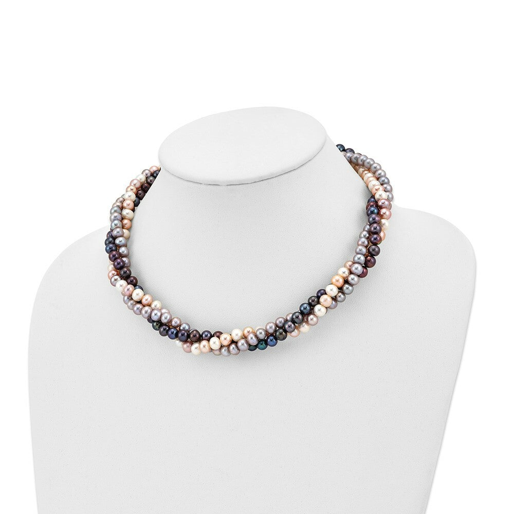 14K Yellow Gold 6-7mm Multicolor Freshwater Cultured Pearl Necklace  length: 18 inches