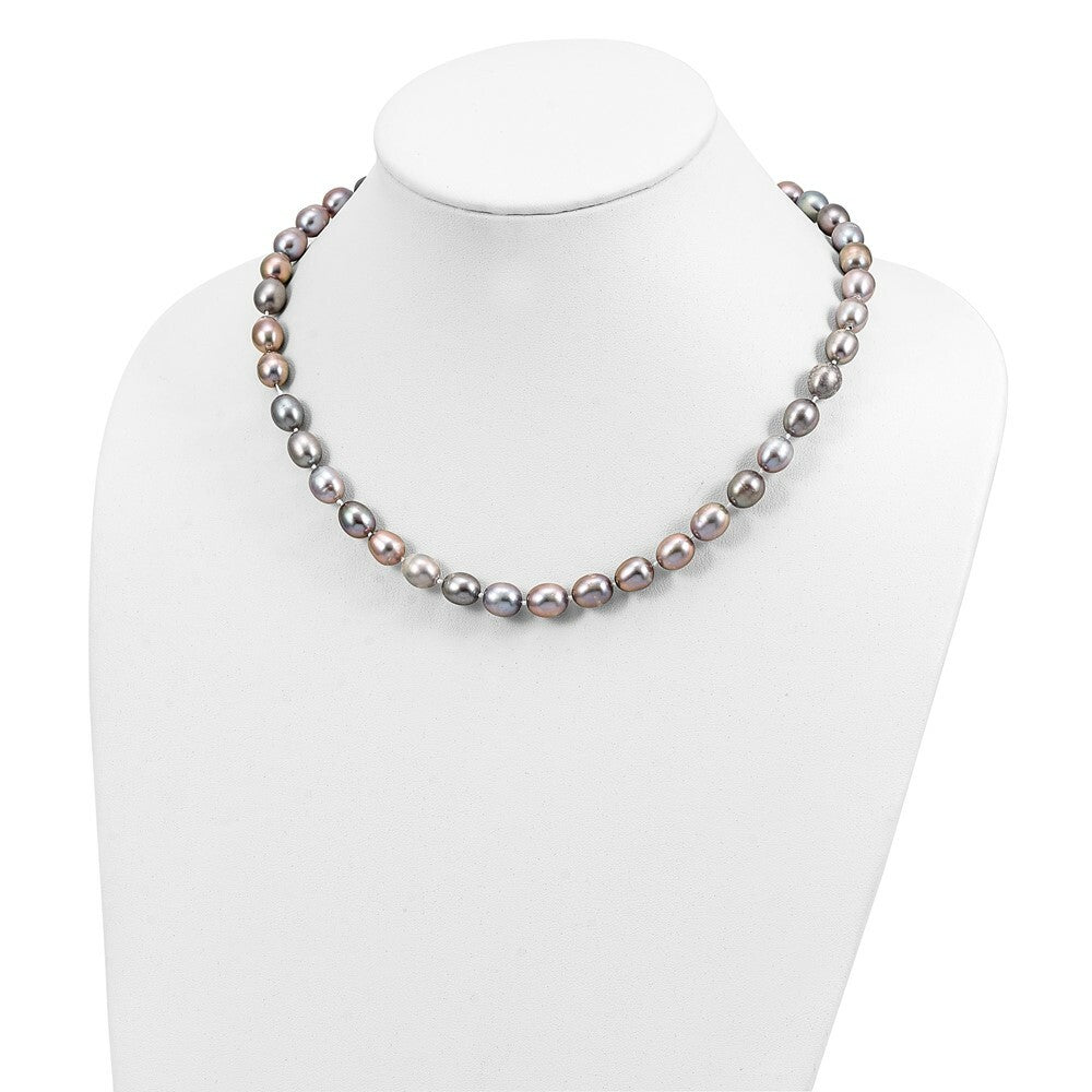 14k White Gold 8-9mm Grey Freshwater Cultured Pearl Bracelet  length: 7.25 inches