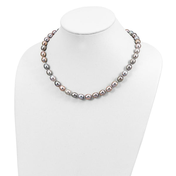 14k White Gold 8-9mm Grey Freshwater Cultured Pearl Bracelet  length: 7.25 inches