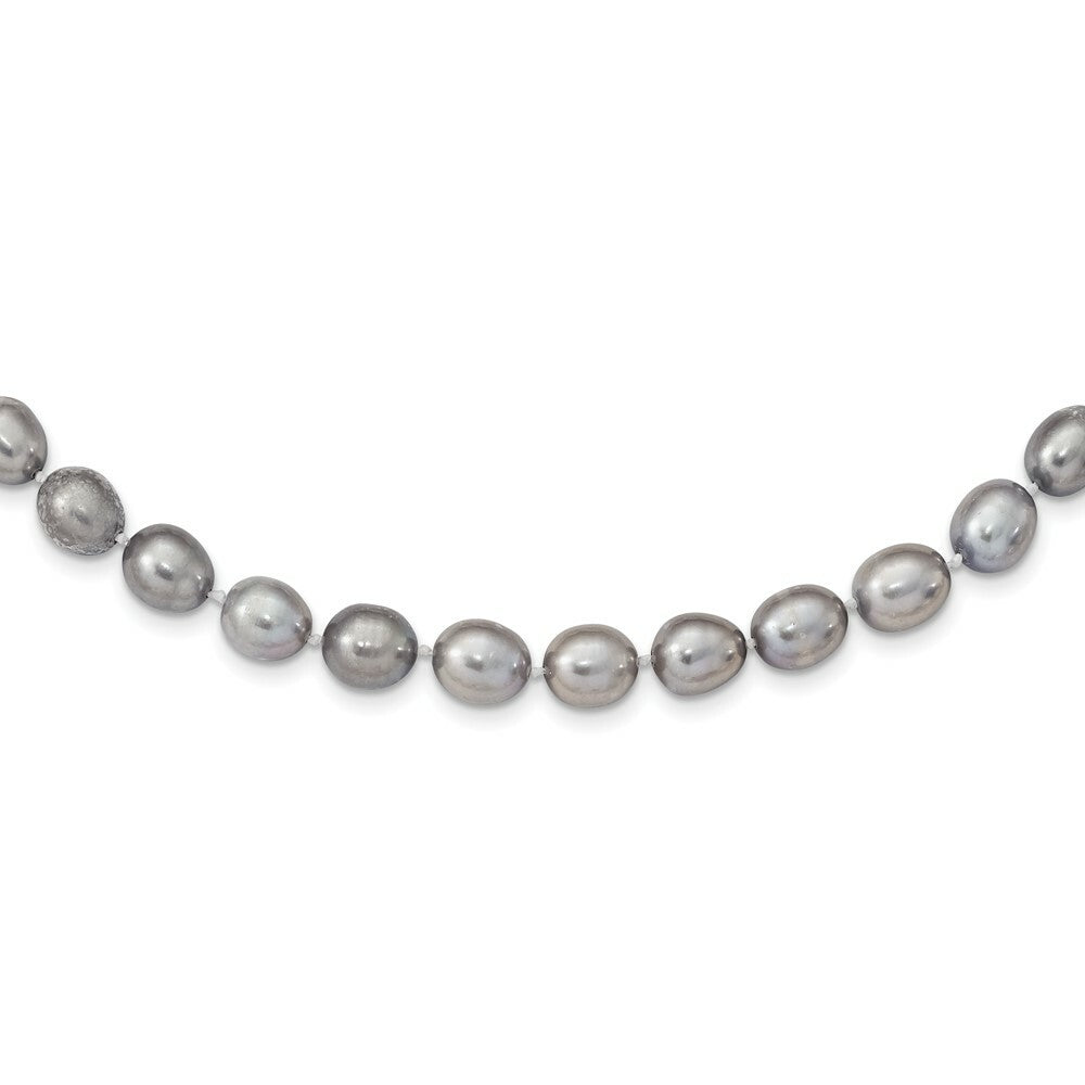 14k White Gold 8-9mm Grey Freshwater Cultured Pearl Bracelet  length: 7.25 inches