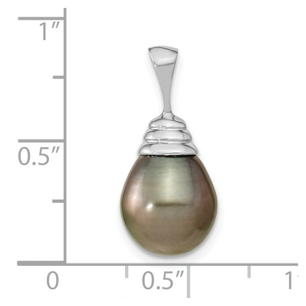 14k White Gold 10-11mm Saltwater Cultured Tahitian Pearl Drop Pendant