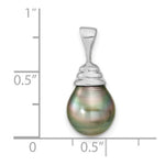 Load image into Gallery viewer, 14K White Gold 9-10mm Saltwater Cultured Tahitian Pearl Drop Pendant Birthstone Charm
