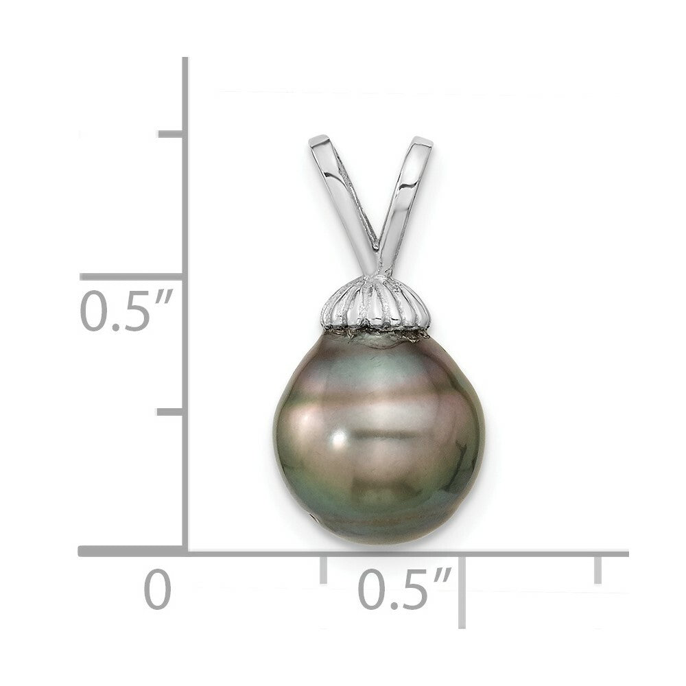 14K White Gold 9-10mm Saltwater Cultured Tahitian Pearl Pendant Birthstone Charm