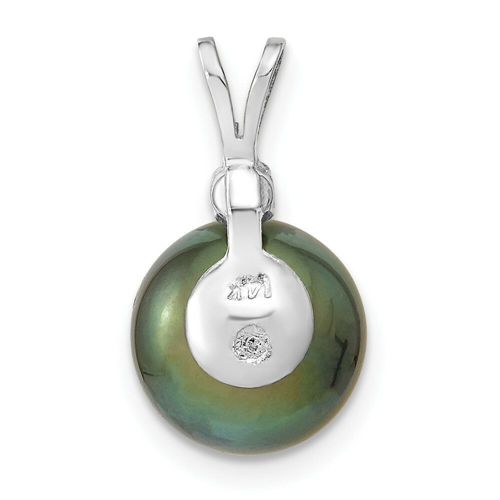 14k White Gold 10-11mm Saltwater Cultured Tahitian Pearl & Diamond Pendant