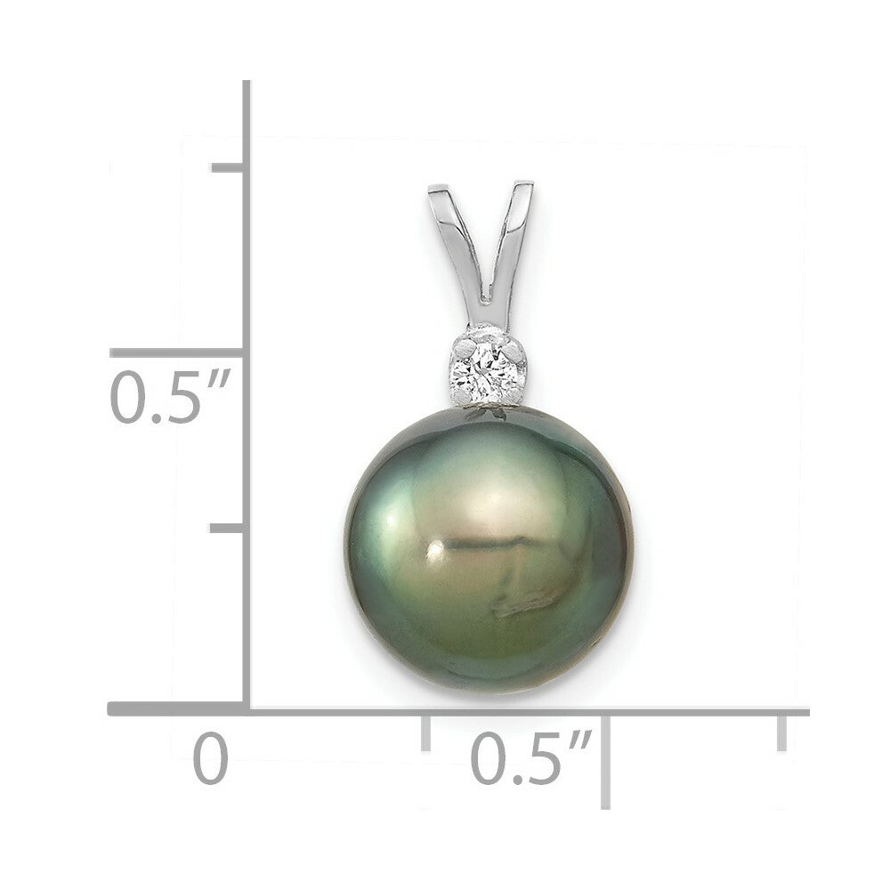 14k White Gold 10-11mm Saltwater Cultured Tahitian Pearl & Diamond Pendant