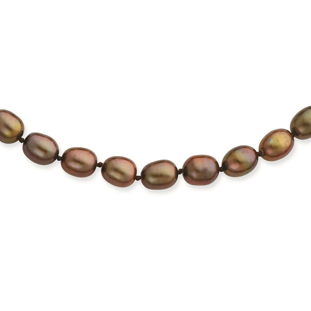 14K Yellow Gold 6-7mm Coffee Brown Freshwater Cultured Pearl Necklace  length: 18 inches