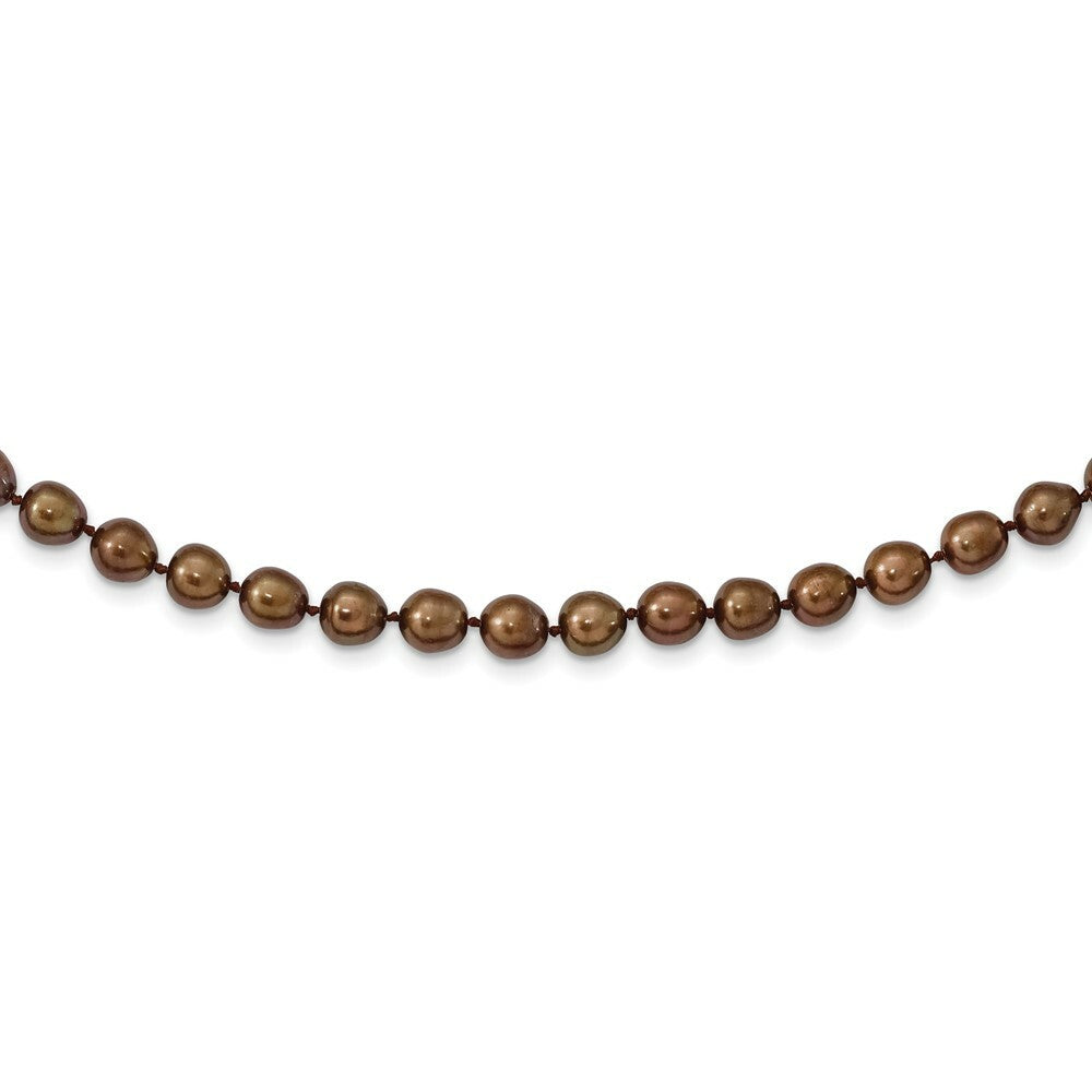 14K Yellow Gold 7-8mm Coffee Brown Freshwater Cultured Pearl Bracelet  length: 7.25 inches
