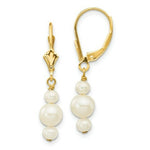Load image into Gallery viewer, 14K 3-3.5mm &amp; 5-5.5mm Triple Freshwater Cultured Pearl Leverback Dangle Ear
